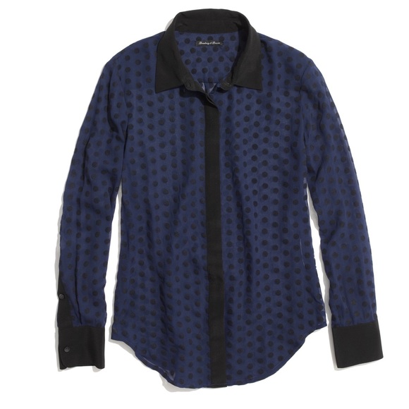 Madewell Tops - MADEWELL sheer blue polka-dot long sleeve blouse